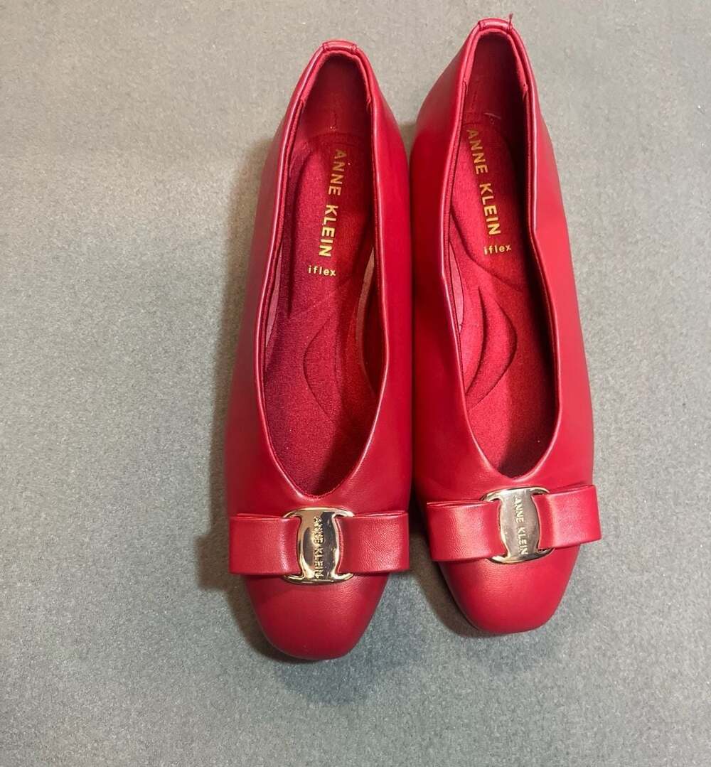 Anne Klein iFlex Red Bow Buckle Flats - Picture 2 of 5